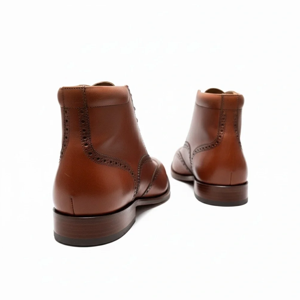 Cole Haan Brown Leather Wingtip Boots - Picture 2 of 5